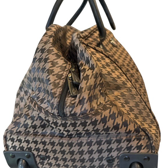 CALPAK 24 inch rolling satchel DUFFEL BAG Brown Houndstooth Unisex Carry on - Picture 2 of 12
